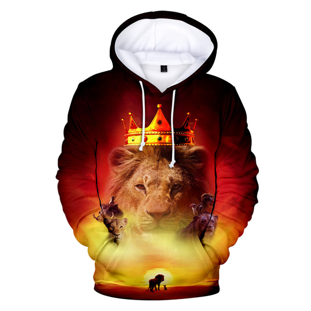Novelty Lion Print Hoodie Hooded Sweatshirt