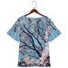 Cherry Blossom Print Short Sleeve Shirts & Tops