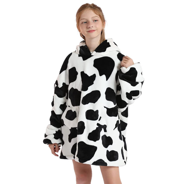 Kids Oversized Blanket Hoodie Soft Fleece Warm Cosy Cow