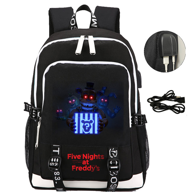 Fnaf Teenager Backpack USB Charging Anti-theft Printed Bag