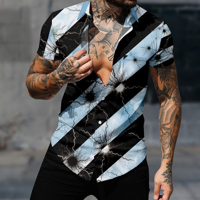 Guys Diagonal Stripes Graphic Print Shirt Without Tee