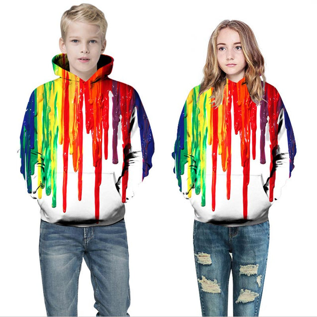 Kids Paint Splatter Printed Pullover Hoodie 6-14 Y