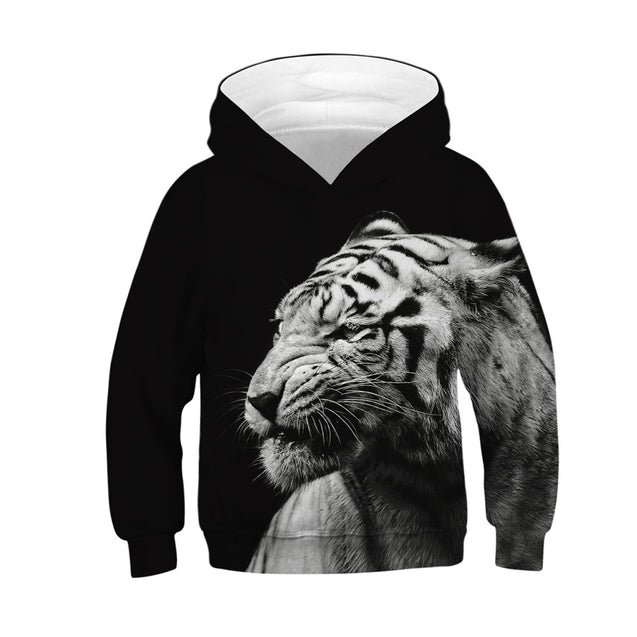 Fashion 3D Print Tiger Kids Hoodie Teen Girls Boys Hooded Sweatshirt
