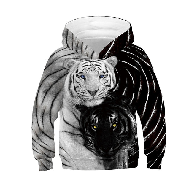 Fashion 3D Print Tiger Kids Hoodie Teen Girls Boys Hooded Sweatshirt