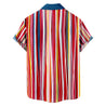 Men Abstract Rainbow Curved Lines Print Button Through Shirt