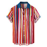 Men Abstract Rainbow Curved Lines Print Button Through Shirt