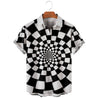 Men Abstract Circle Checkered Print One Pocket Front Shirt