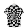 Men Abstract Circle Checkered Print One Pocket Front Shirt