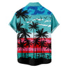 Men Colorful Sea & Coconut Trees Print Button Through Shirt