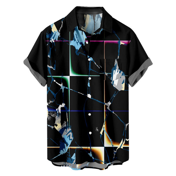 Men Geometric Abstract Print Button Up Shirt