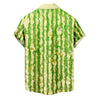 Men Green Striped Print Button Up Shirt