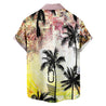 Men Retro Palm Trees Print Patched Pocket Shirt