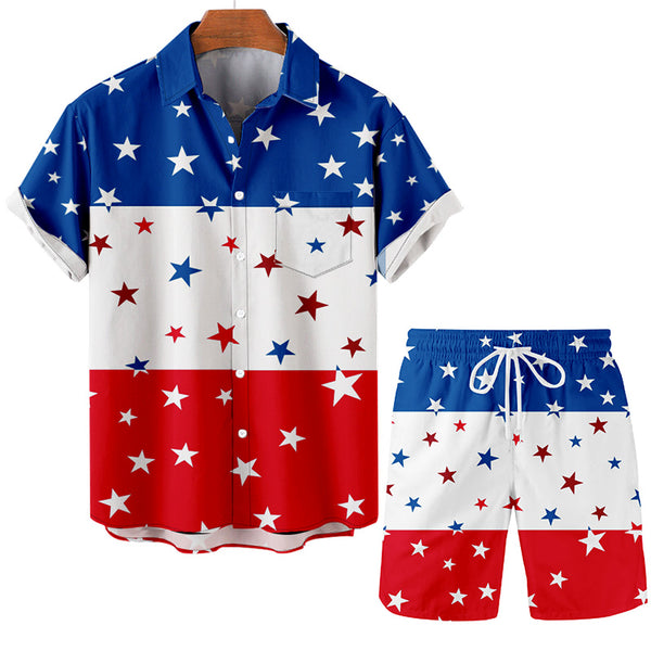 Men's Stars and Stripes Shirt and Shorts Set