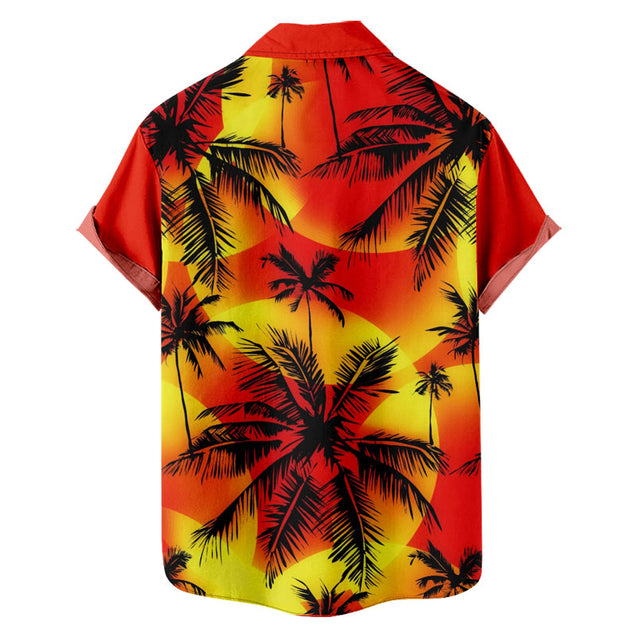 Men Tropical Sunset Palm Trees Shirt Without Tee