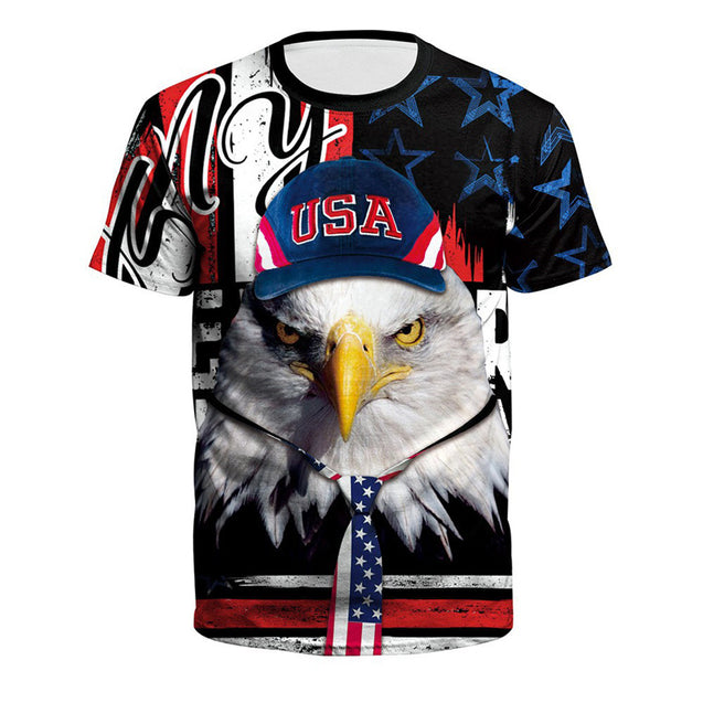 Men's American Flag Eagle Loose T-Shirt