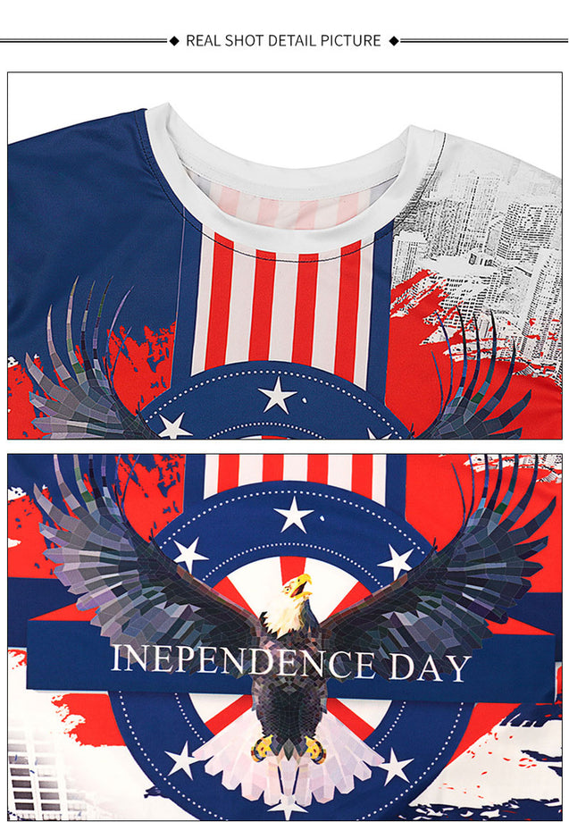 Men's Independence Day US American Flag Loose T-Shirt