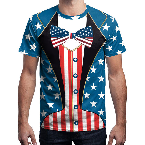 Mens American Flag Tuxedo T-Shirt
