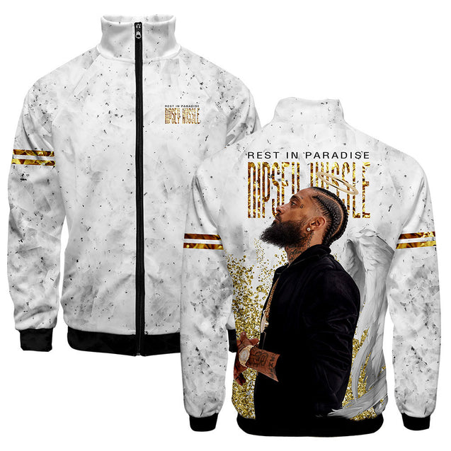 Nipsey Hussle Hip Hop 3d Stand Collar Jacket Men Women Zipper Hoodies