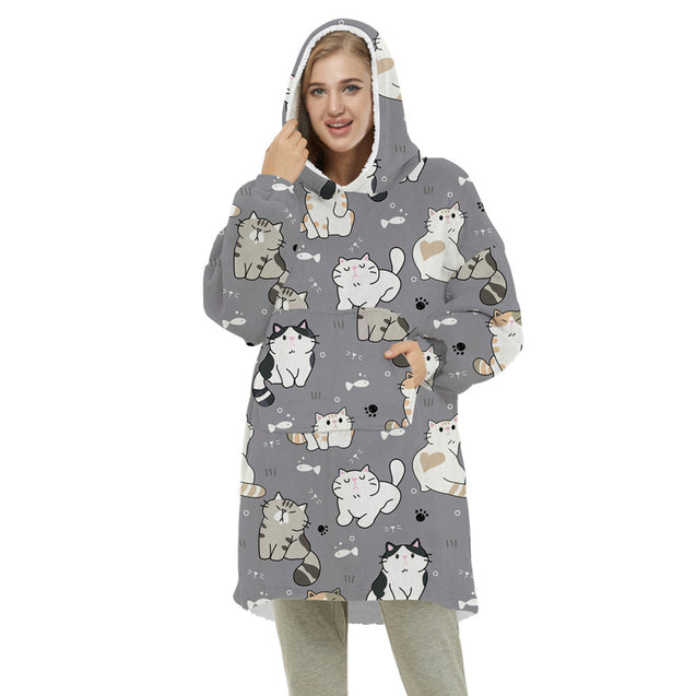 Unisex Oversized Blanket Sweatshirt Sherpa Fleece Hoodie for men women
