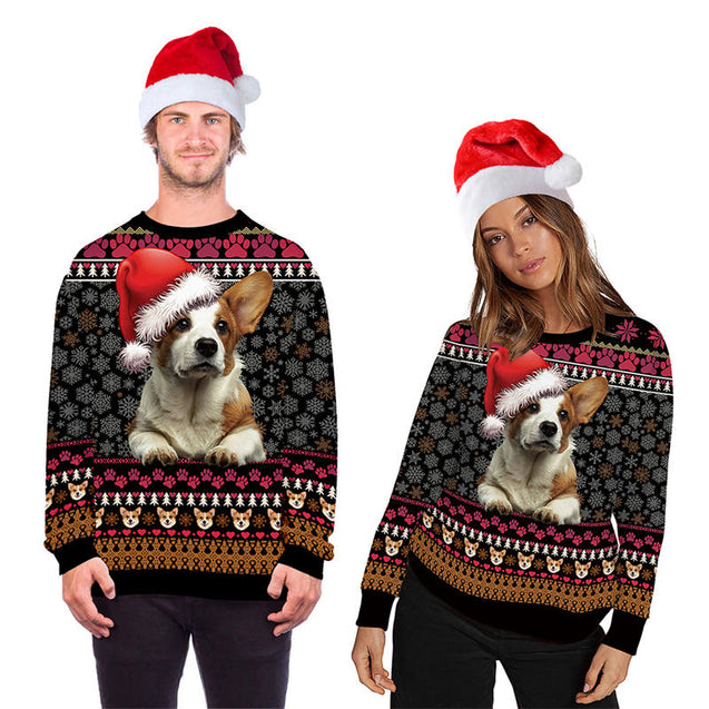 Ugly Christmas Sweatshirt Funny Dog Print Pullover Sweaters