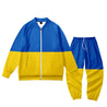 Blue and Yellow Graphic Zip Hoodie & Pant Outfit Set Sweatshirt Suits