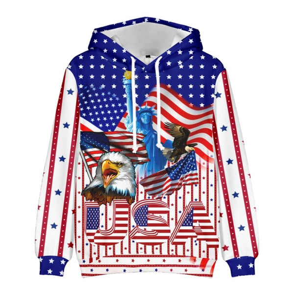Unisex USA American Flag Pullover Hoodie Sweatshirt
