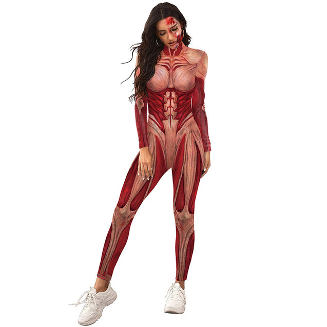 Women Muscle Spandex Stretch Adult Costume One Piece Jumpsuit