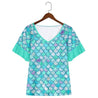Mermaid Scales Print Short Sleeve Shirts & Tops