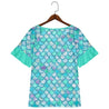 Mermaid Scales Print Short Sleeve Shirts & Tops