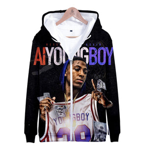 YoungBoy Hip Hop 3d Hoodie Men Women Zipper Hoodies Jacket