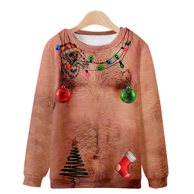 Ugly Christmas Body Printed Crewneck Funny Sweatshirt