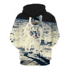 Astronaut Printed Long Sleeve Pullover Hoodie with Pocket