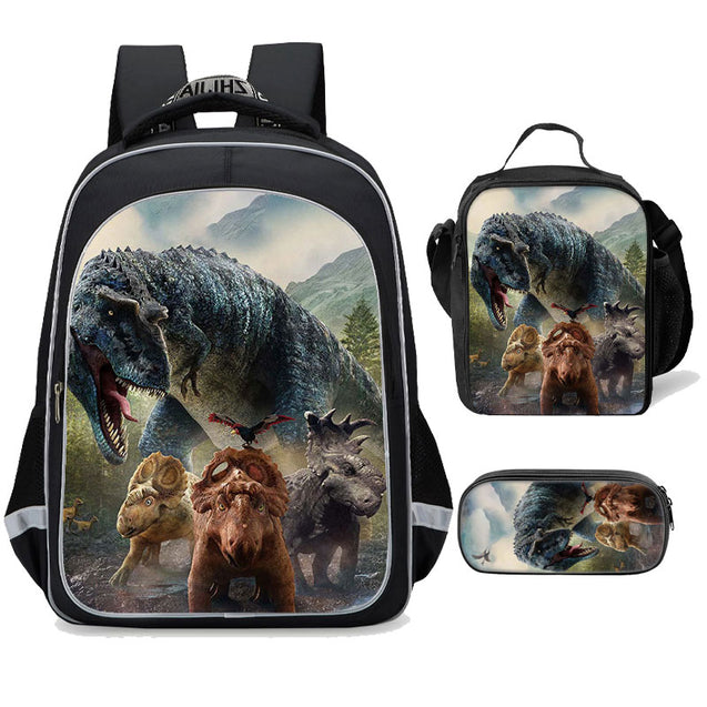 Cool Dinosaur Backpack with Lunch Bag 3pcs School Bag Set