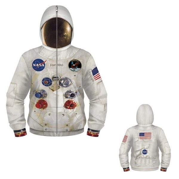 Kids NASA Armstrong Space Pattern Pocket 3D Painted Full zip Hoodie
