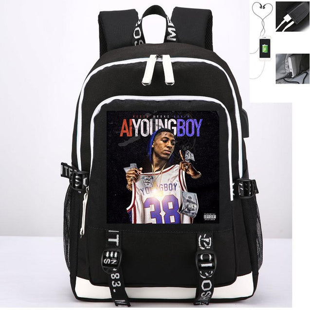 Youngboy Teenager Student Backpack USB Charging Anti-theft Printed Bag