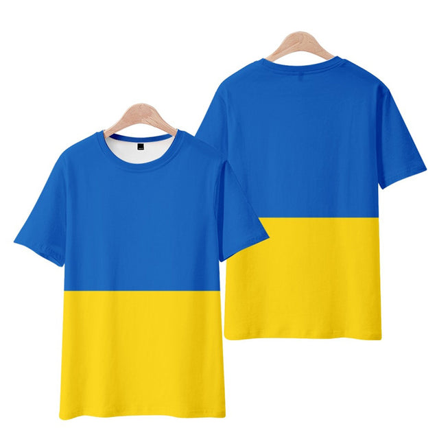 Blue and Yellow Casual Short Sleeve T-Shirt