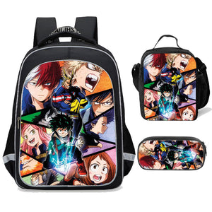 My Hero Academia Bags Boys School Backpack Anime Bookbag Set with Lunch Bag Pencil Case