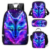 Cool Wolf 3d Backpack Shoulder Bag Pencil Bag Lunch bag for School