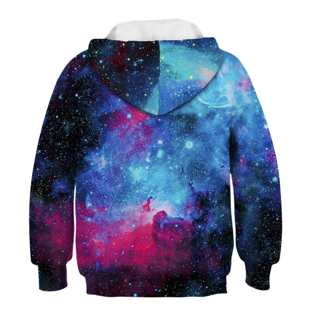 Boys Girls Hoodies Kids Sweatshirts Space Print Pullover Hooded 5-14 Y