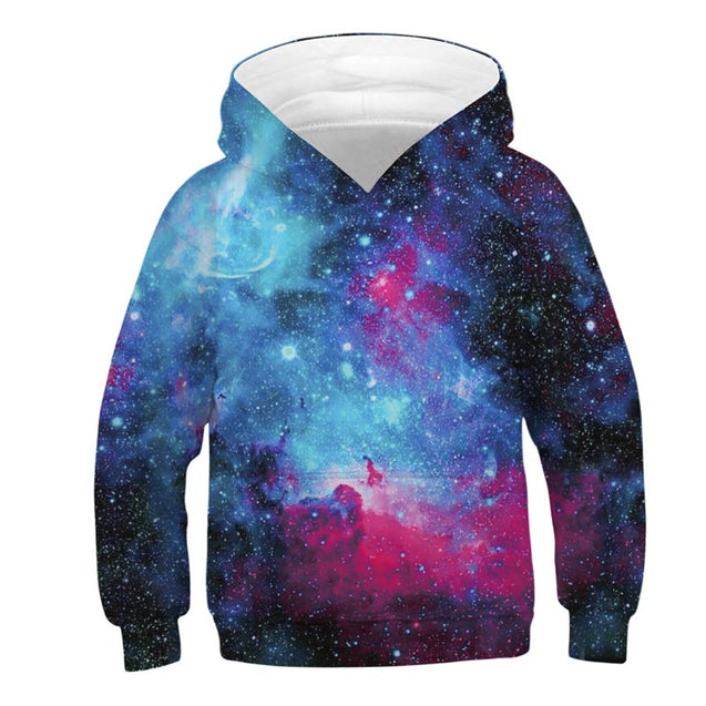 Boys Girls Hoodies Kids Sweatshirts Space Print Pullover Hooded 5-14 Y