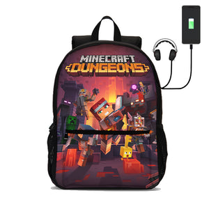 Minecraft School Backpack Kids Bookbag Laptop Bag 18 in