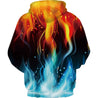 Men's Novelty Loose Hoodies Ice and Fire