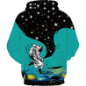 Mens Space Astronaut Printed Loose Hoodie