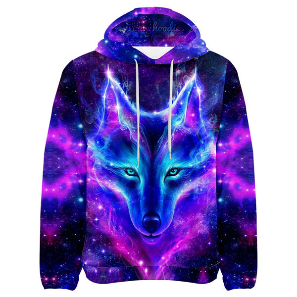 Galaxy Wolf Print Sweatshirts Hooded Top Pattern Hoodie