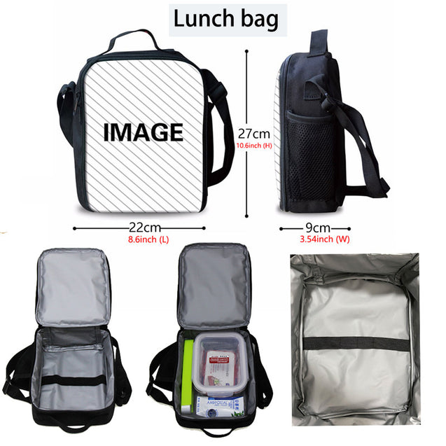 Cool Backpacks Lunch Bag Pencil Case 3PCS