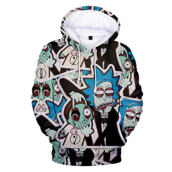 Unisex 3D rick and morty Cartoon Long Sleeve Hoodie Pullover