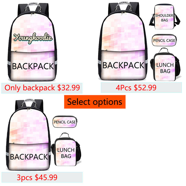 Cool Wolf 3d Backpack Shoulder Bag Pencil Bag Lunch bag for School